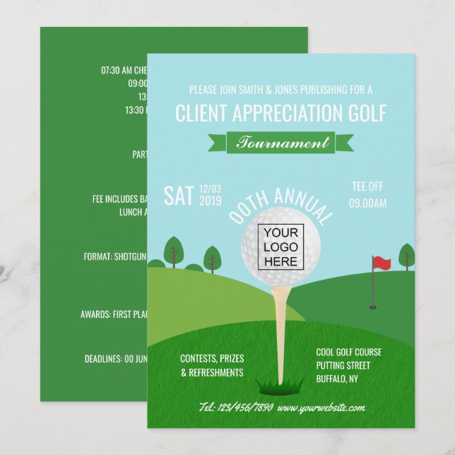 Invitation au tournoi de golf de l'entreprise (Devant / Derrière)
