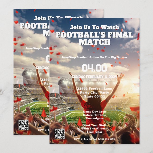 Invitation au Triomphe de Touchdown Finale de Foot (Devant / Derrière)