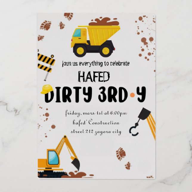 Invitation au troisième anniversaire Dirty 3rd-Y (Recto)