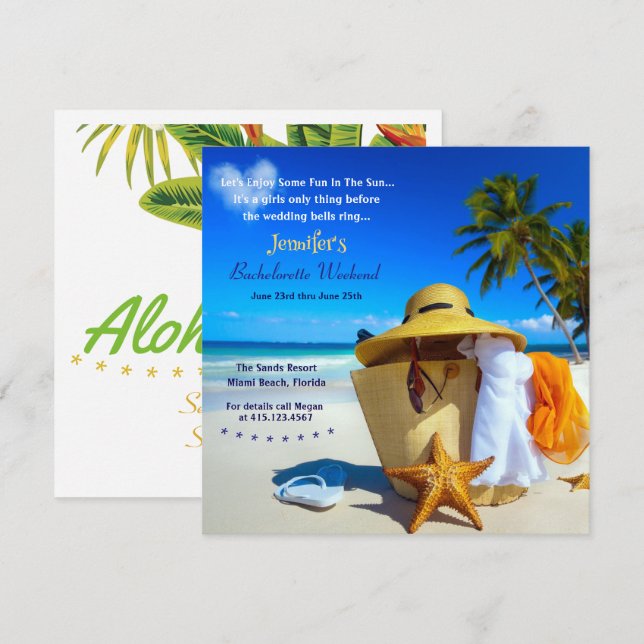 Invitation au week-end de célibataire plage (Devant / Derrière)