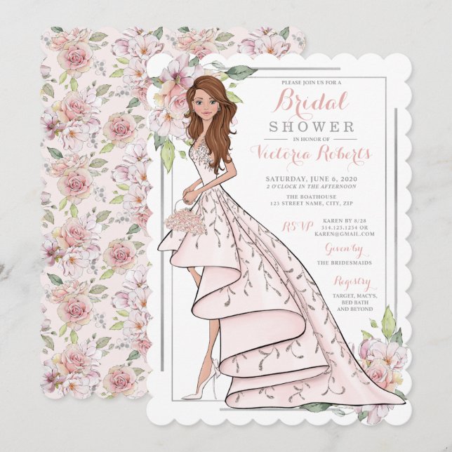 Invitation Auburn Bride dans la Fête des mariées de Gown (Devant / Derrière)