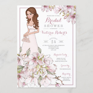 Invitation Auburn Hair Bride Floral Fête des mariées