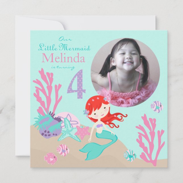 Invitation Auburn Mermaid, quatrième anniversaire (Devant)