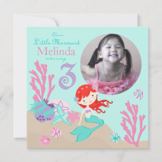 Invitation Auburn Mermaid Troisième anniversaire