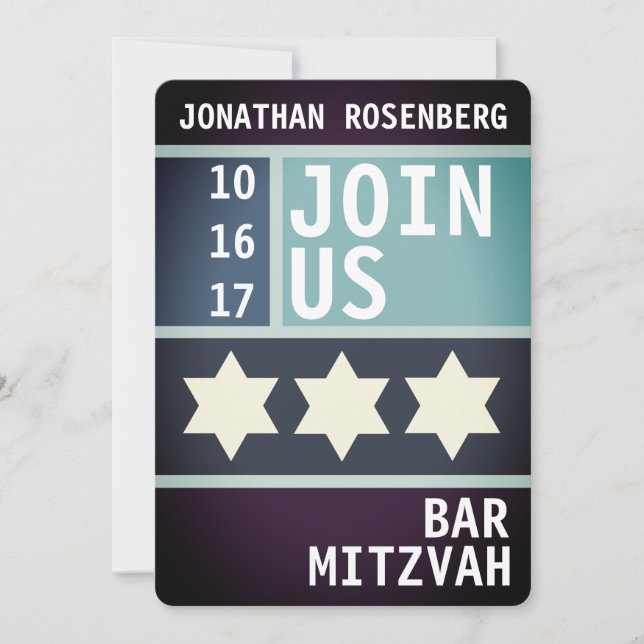 Invitation audacieuse de Mitzvah de barre d'étoile (Devant)