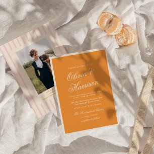 Invitation audacieuse moderne orange rose écrasé d