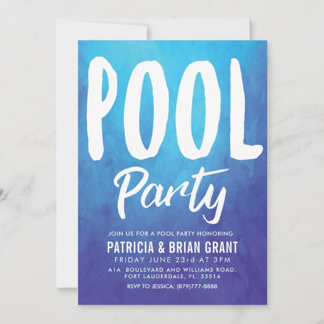 Invitation audacieuse pour une fête à la piscine e (Devant)