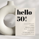 Invitation Audacieuse Typographie ivoire Moderne 50ème annive<br><div class="desc">Audacieuse Typographie ivoire Moderne 50e anniversaire Invitation de fête</div>