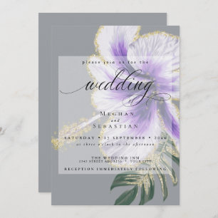 Invitation Audacieux Améthyste Purple Floral Mariage