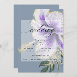 Invitation Audacieux Améthyste Purple Floral Mariage Invita
