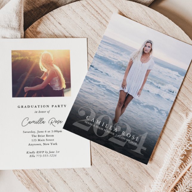 Invitation Audacieux Elegance 2024 Graduation Photo Invitatio (Bold Elegance 2024 Graduation Photo Invitation)