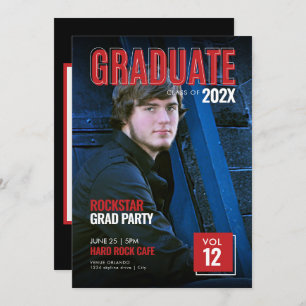 Invitation Audacieux Red Magazine Couverture Grad Party Invit