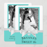 Audrey Teal Blanc Ruban Moderne Sweet 16 Photo