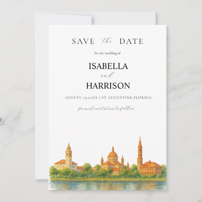 Invitation Augustine Skyline Save the Date Template (Devant)