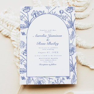 Invitation AURELIA Chinoiserie Blue Victorian Floral Mariage