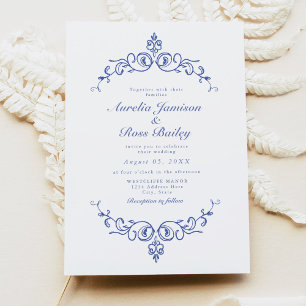 Invitation AURELIA Chinoiserie Blue Victorian Floral Mariage