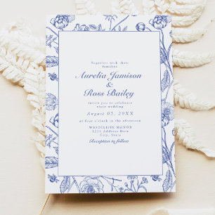Invitation AURELIA Chinoiserie Blue Victorian Floral Mariage