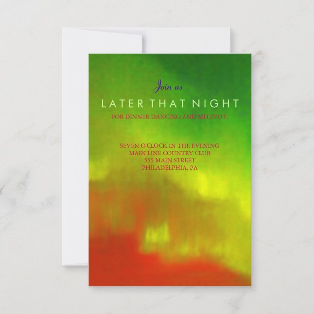 Invitation AURORA BOREALIS Bar Bat mitzvah Party Card (Devant)
