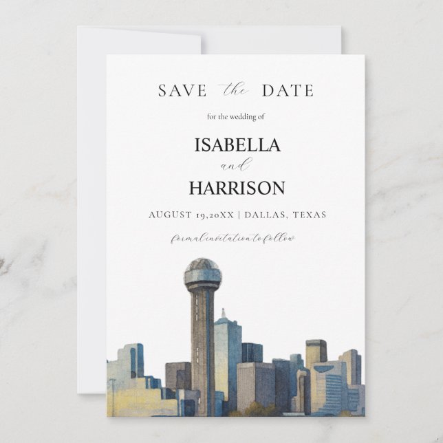 Invitation AUSTIN Dallas Save the Date Template (Devant)