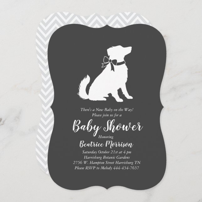 Invitation Australian Shepherd Baby shower genre neutre (Devant / Derrière)