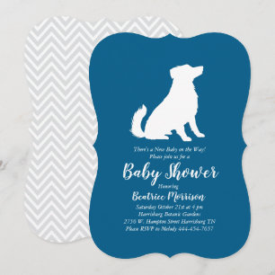 Invitation Australian Shepherd Chien Baby shower Blue Boy