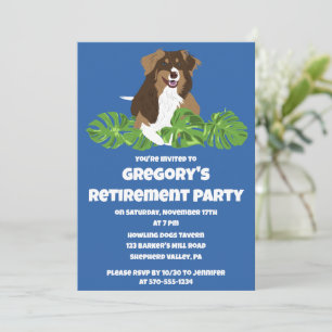 Invitation Australian Shepherd Tropical Feuille Party