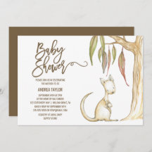 Australie Kangaroo & Joey Baby shower neutre