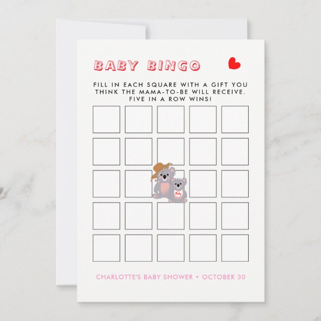 Invitation Australien Koala Bear mignonne Graphisme (Devant)