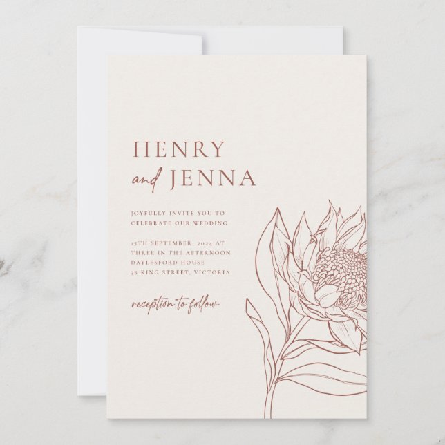 Invitation Australien Native Botanicals Waratah Protéa (Devant)