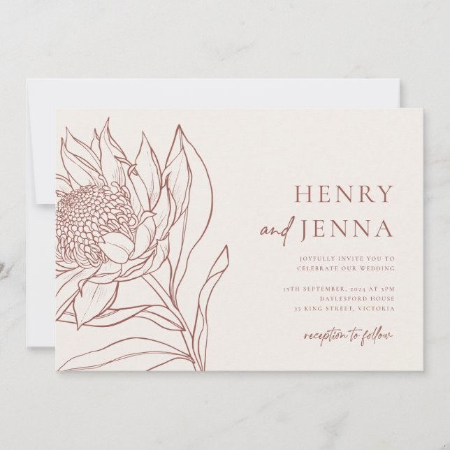 Invitation Australien Native Botanicals Waratah Protéa (Devant)