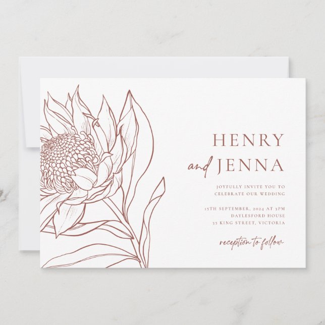 Invitation Australien Native Botanicals Waratah Protéa (Devant)