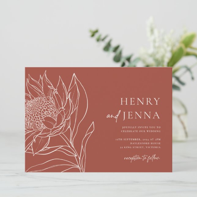 Invitation Australien Native Botanicals Waratah Protéa (Debout devant)