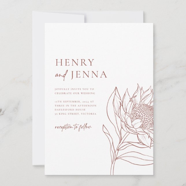 Invitation Australien Native Botanicals Waratah Protéa (Devant)