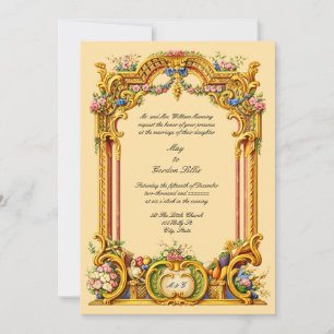 Invitation Autel de style baroque rococo français Mariage col