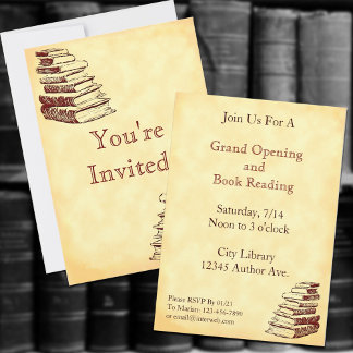 Invitation Auteur Partie Livre Art Vintage Personnalisé 5x7"