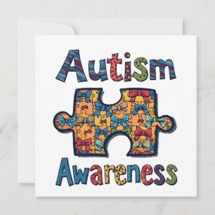 Invitation Autisme Maman Puzzle Pièce Coquette Bow Ruban Auti