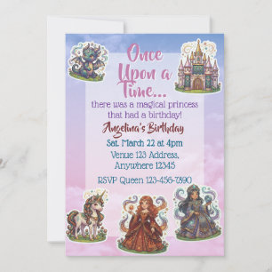 Invitation Autocollant Anniversaire Princesse Magique