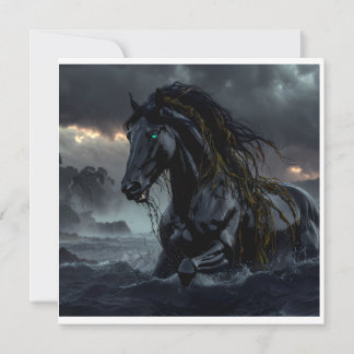 Invitation Autocollant de cheval de dark fantasy – Storm Stal