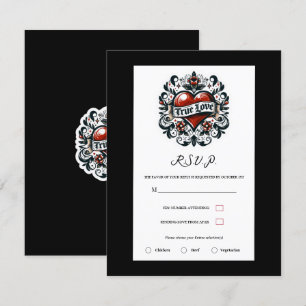 Invitation Autocollant de tatouage de cœur d'amour véritable 