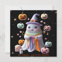 Autocollant d'invitation d'Halloween au tricot de 