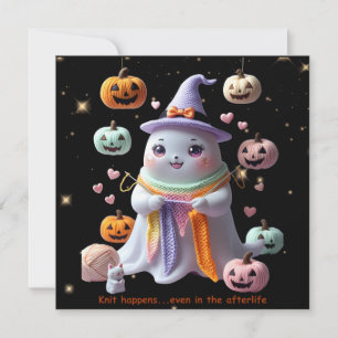 Invitation Autocollant d'invitation d'Halloween au tricot de