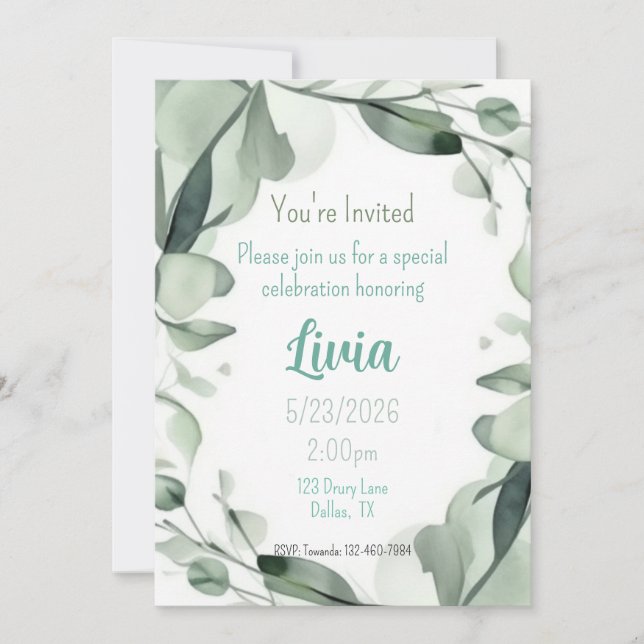 Invitation Autocollant Donut Rose Aquarelle Douce (Devant)