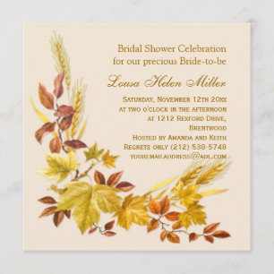 Invitation automnale d'or de Fête de la mariée de