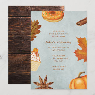 Invitation Automne 1ère fête d'anniversaire Simple Rustique C