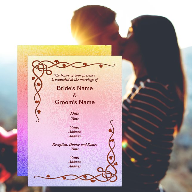 Invitation Automne Abstrait couleur vive rose violet Mariage (Autumn Abstract Shimmer Colors Pink Purple Wedding Invitation)