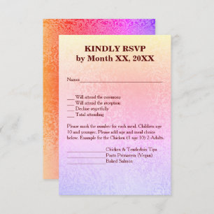 Invitation Automne Abstrait Shimmer rose violet menu RSVP