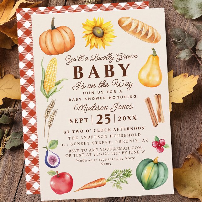 Invitation Automne Agricole Cultivé Localement Baby shower (Créateur téléchargé)