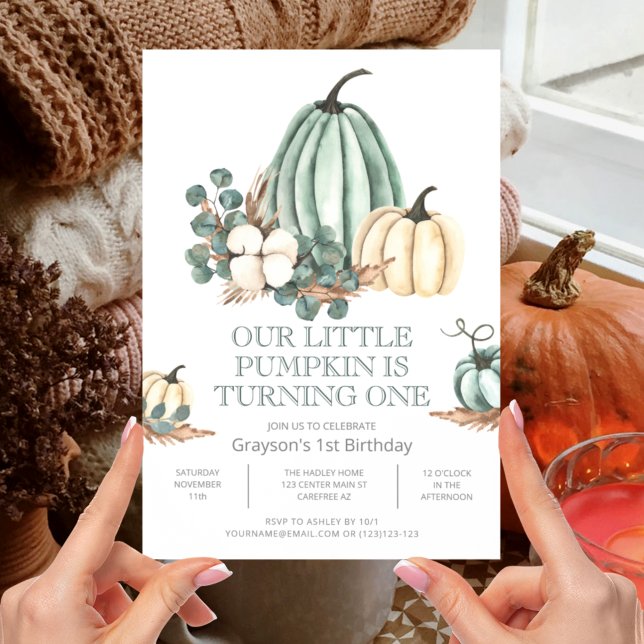 Invitation Automne Agritourisme Citrouille 1er anniversaire (Créateur téléchargé)