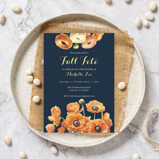 Invitation Automne Anniversaire Fête Automne Fete Orange Blos (Créateur téléchargé)