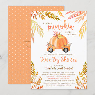 Invitation Automne Aquarelle Citrouille Drive Par Baby shower